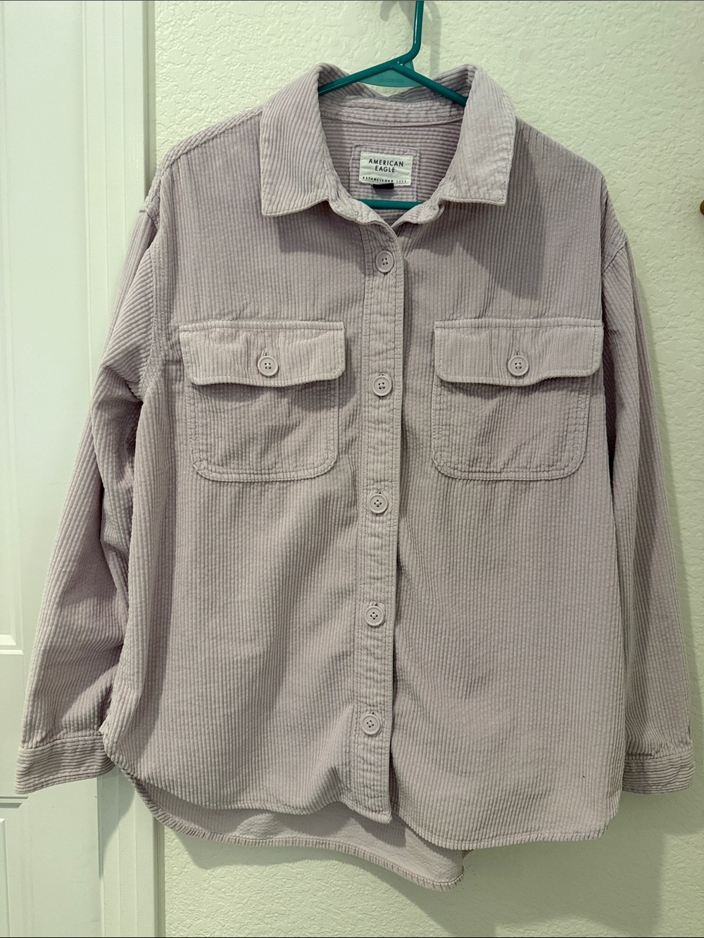 American Eagle Outfitters Women’s Corduroy Button-Down Shirt Jacket - Mauve